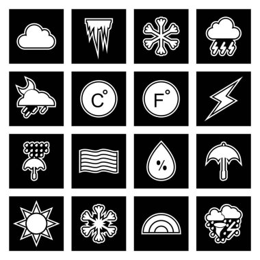 16 Hava Simgesi Sayfası Beyaz Arkaplanda İzole Edildi...