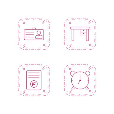 4 Eğitim Simgesi Sayfası Beyaz Arkaplanda İzole Edildi...