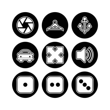 Beyaz arkaplanda izole edilmiş 9 evrensel simge kümesi...
