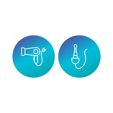 Beyaz Arkaplan Vektörü İzole Edilmiş Elementler üzerinde 2 elektronik aygıt seti...