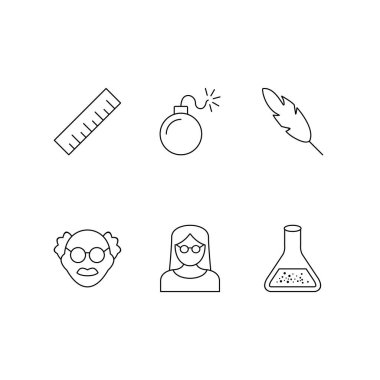  Beyaz arkaplanda 6 farklı eğitim simgesi izole edildi...