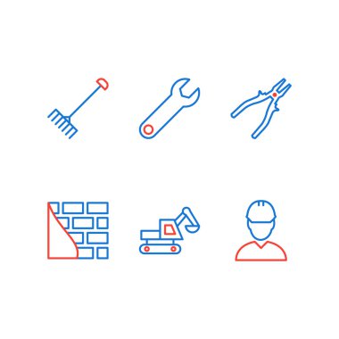 Beyaz Arkaplanda İzole edilmiş 6 yapı Simgesi Simgesi...