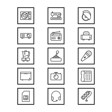 Beyaz Arkaplan Vektörü İzole Edilmiş Elementler üzerinde 15 elektronik aygıt seti...