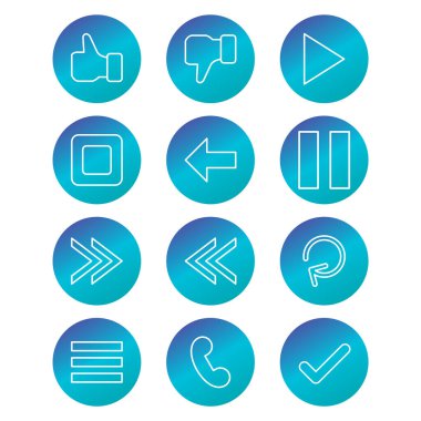 Beyaz arkaplanda 12 temel element simgesi izole edildi...