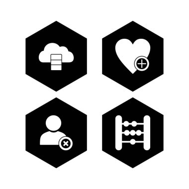 4 Evrensel Simge Sayfası Beyaz Arkaplanda İzole Edildi...