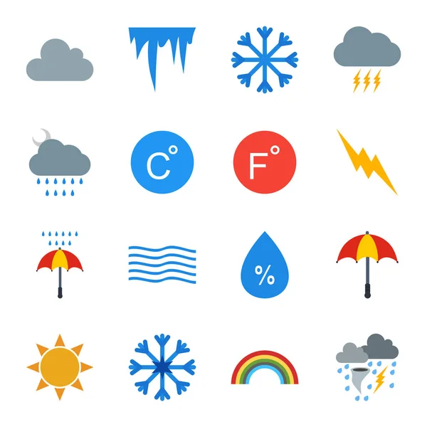 Icone Meteo Uso Personale Commerciale — Vettoriale Stock