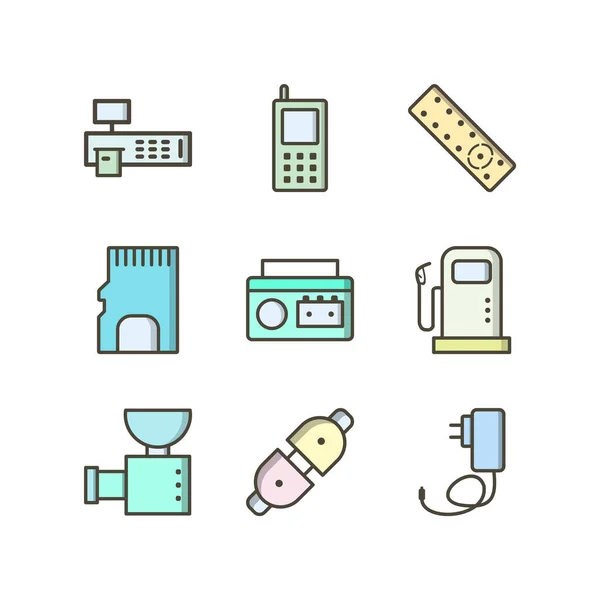 Icon Set Von Elektronischen Geräten Für Den Persönlichen Und Kommerziellen — Stockvektor