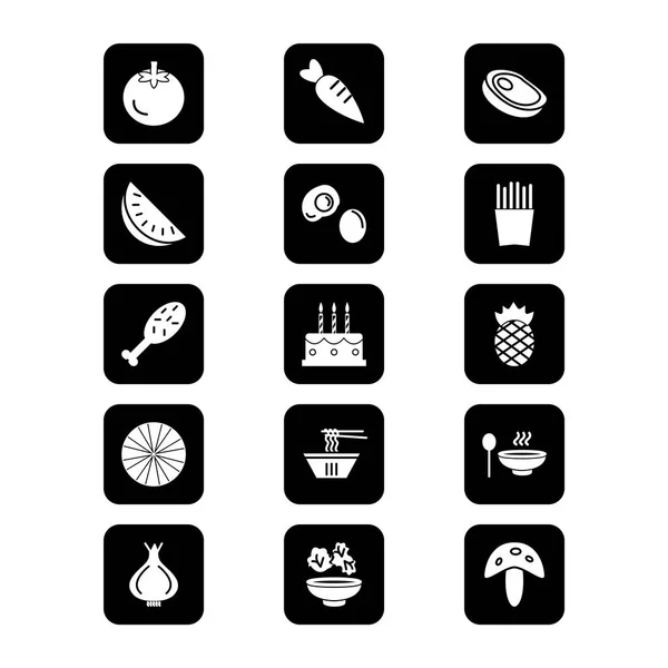 15套在白色背景上隔离的食物图标 — 图库矢量图片