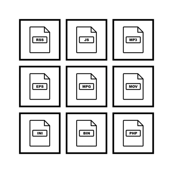 Набор Файлов Форматов Иконки Изолированы Белом Фоне — стоковый вектор