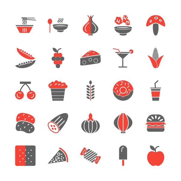 Icono Conjunto Alimentos Para Uso Personal Comercial — Vector de stock