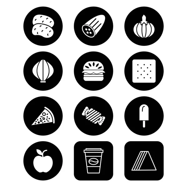 Set Food Icons Isolated White Background — Stock Vector