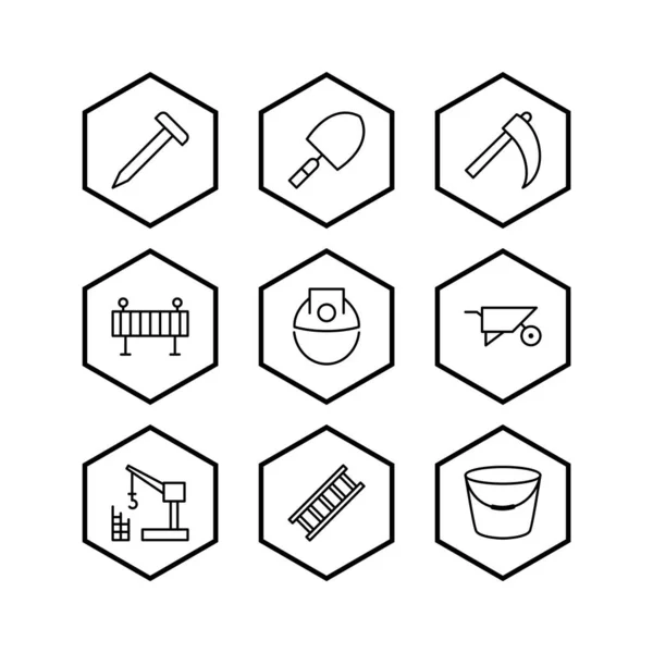 Set Von Konstruktions Symbolen Auf Weißem Hintergrund Vektor Isolierte Elemente — Stockvektor