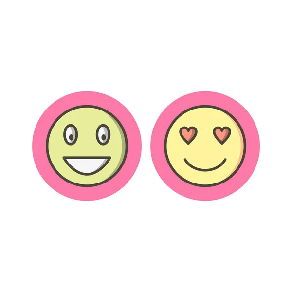 Uppsättning Emoji Ikoner Vit Bakgrund Vektor Isolerade Element — Stock vektor
