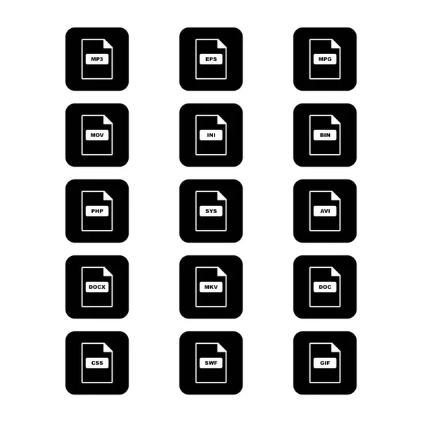 Formats Fichier Icônes Isolées Sur Fond Blanc — Image vectorielle