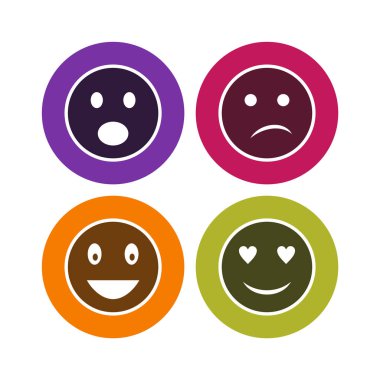 4 Emoji Simgesi Kağıdı Beyaz Arkaplanda İzole Edildi...
