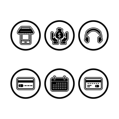  Beyaz Arkaplan Vektörü İzole Edilmiş Elementler Üzerine 6 E- ticaret Simgesi...