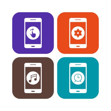 Beyaz arkaplanda 4 adet mobil uygulama simgesi izole edildi...