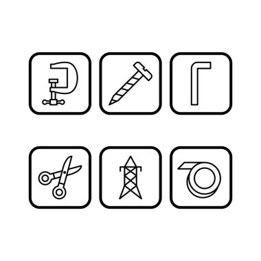 Beyaz Arkaplanda İzole edilmiş 6 yapı Simgesi Simgesi...