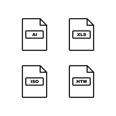Kişisel ve Ticari Kullanım için dosya biçimlerinin 4 Simgesi...