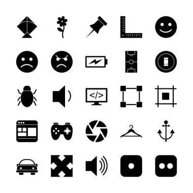 Beyaz arkaplanda 25 evrensel simge kümesi izole edildi...