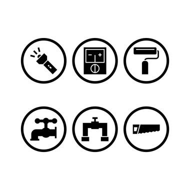 Beyaz Arkaplanda İzole edilmiş 6 yapı Simgesi Simgesi...