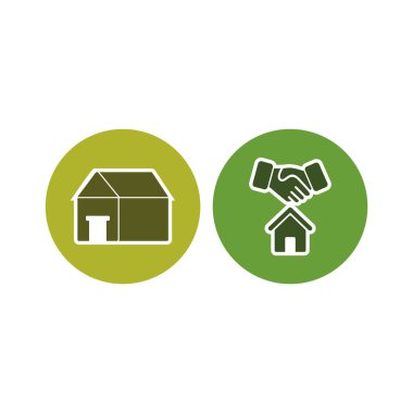 Beyaz Arkaplan Vektörü İzole Edilmiş Elementler Üzerine 2 Emlak Simgesi...