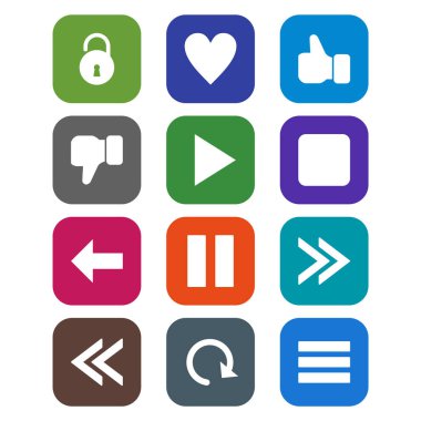 Beyaz arkaplanda 12 temel element simgesi izole edildi...