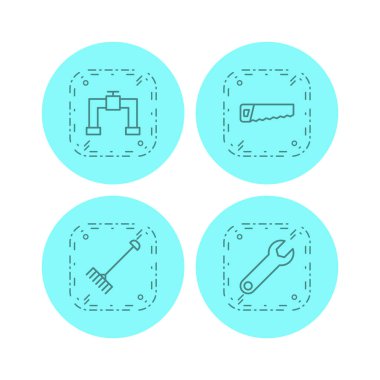 Beyaz Arkaplan Vektörü İzole Edilmiş Elementler Üzerine 4 Yapılandırma Simgesi...