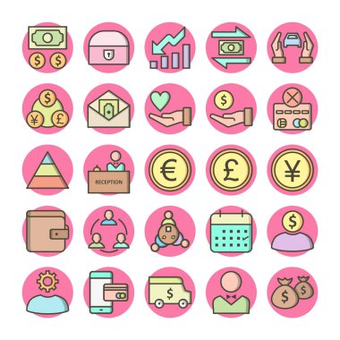 25 Bankacılık Simgesi Beyaz Arkaplanda İzole Edildi...