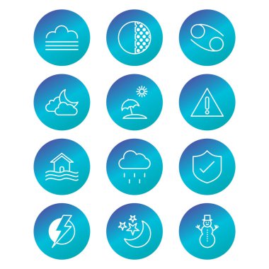Kişisel ve Ticari Kullanım İçin Hava Durumu 12 Simgesi...