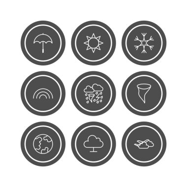 9 Hava Simgesi Sayfası Beyaz Arkaplanda İzole Edildi...