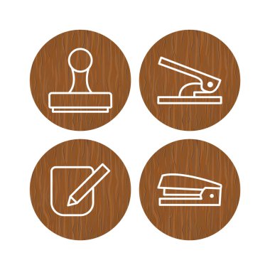 Beyaz arkaplanda 4 ofis simgesi izole edildi...