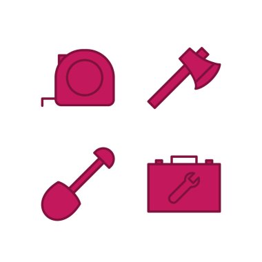 Beyaz Arkaplan Vektörü İzole Edilmiş Elementler Üzerine 4 Yapılandırma Simgesi...