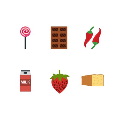 Beyaz arkaplanda 6 yiyecek simgesi izole edildi...