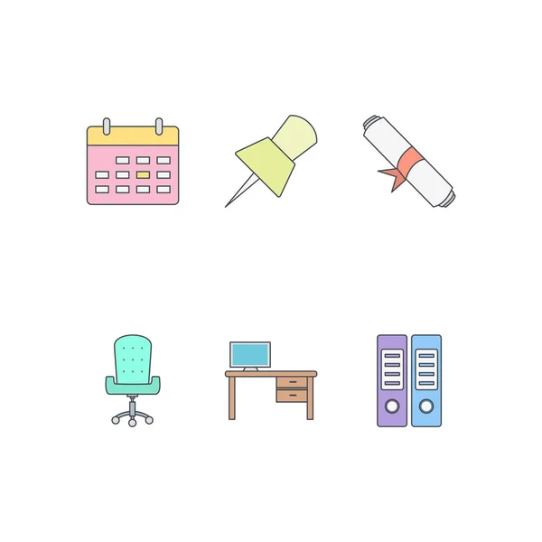 Icon Set Office Personal Commercial Use — Stock Vector