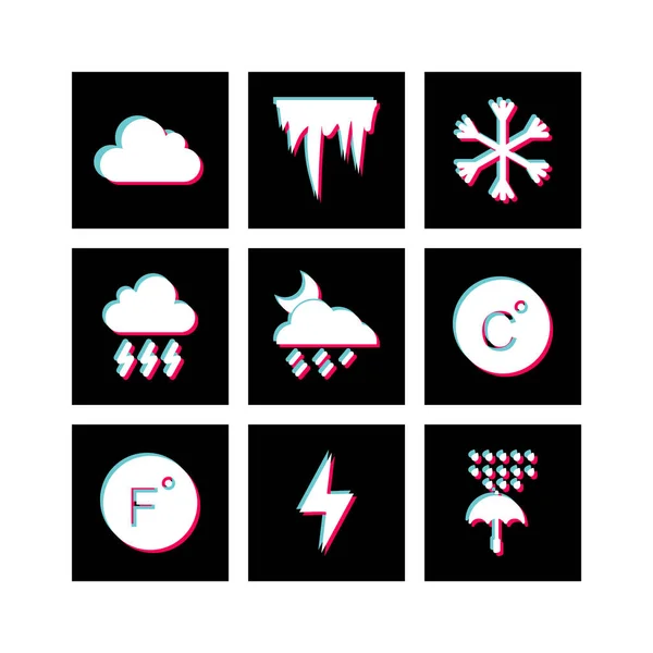 Set Weather Icons White Background Vector Isolated Elements — Stock Vector