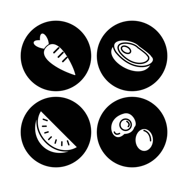 白色背景向量分离元素上的一组4个食品图标 — 图库矢量图片
