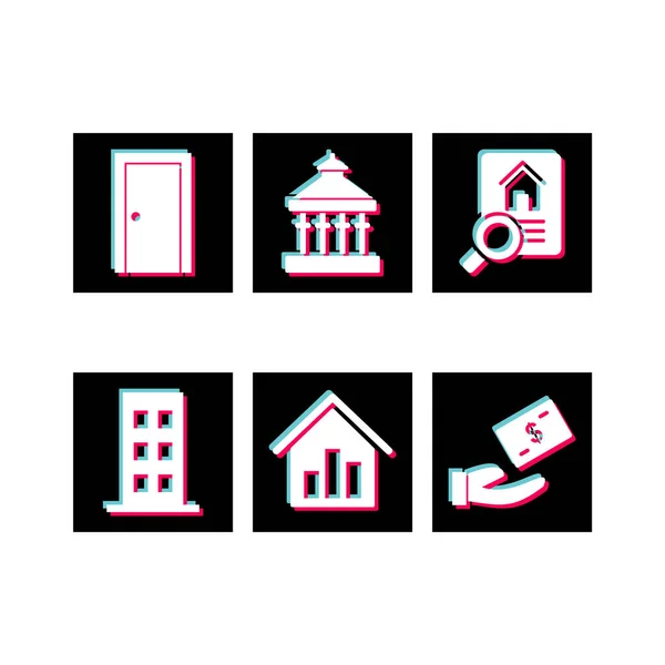 Immobilien Icons Sheet Isolated Auf Weißem Hintergrund — Stockvektor