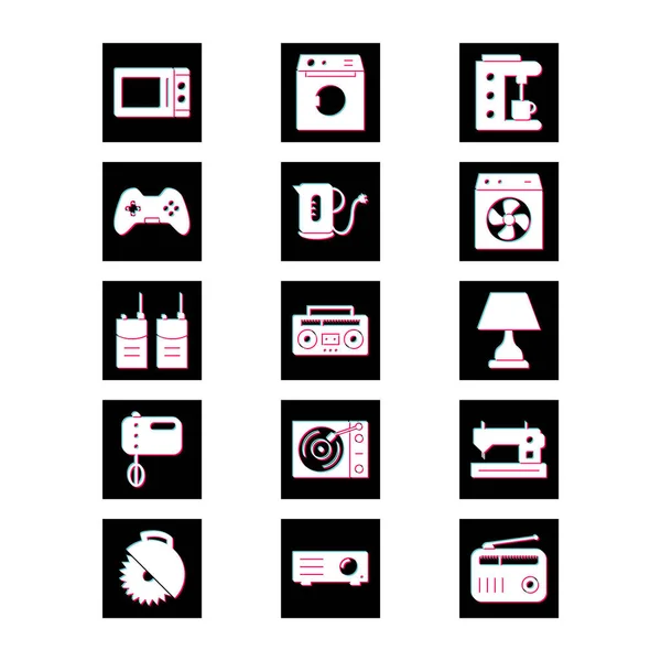 Electronic Devices Icons Sheet Isolated White Background — Stock Vector