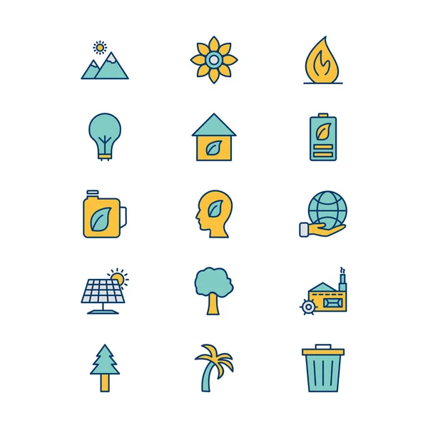 Set Eco Icons White Background Vector Isolated Elements — Stock Vector