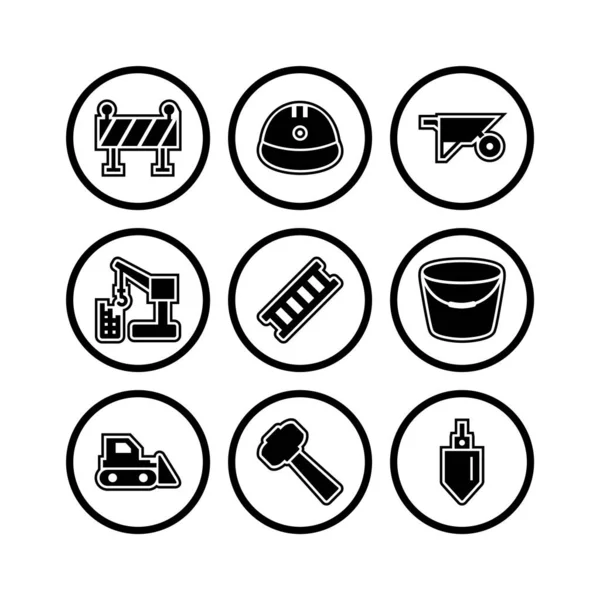 Construction Icons Sheet Isolated White Background — Stock Vector