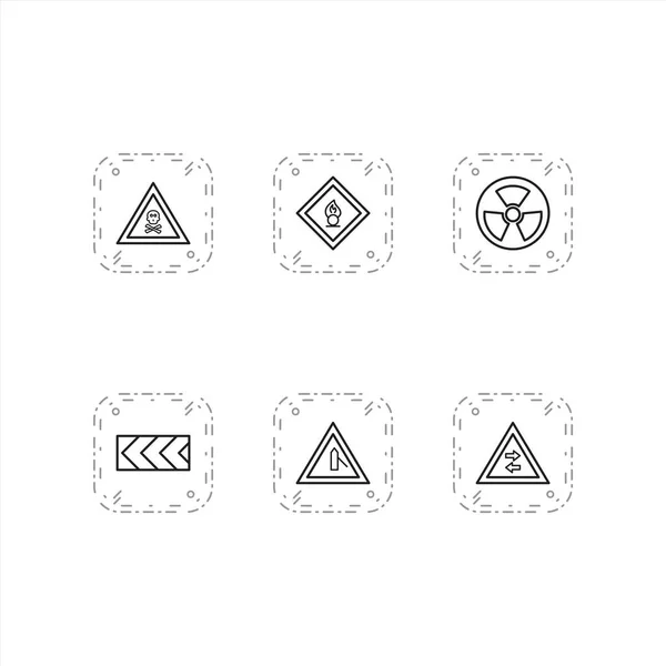 Set Road Signs Icons Isolated White Background — Stock Vector