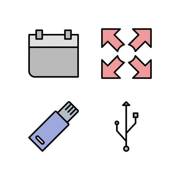 Set Von Basiselementen Symbole Auf Weißem Hintergrund Vektor Isolierte Elemente — Stockvektor