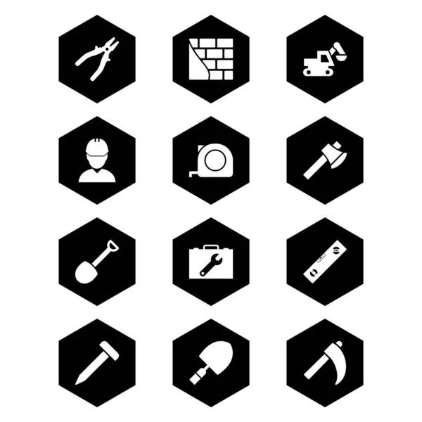 Set Van Constructie Iconen Witte Achtergrond Vectorgeïsoleerde Elementen — Stockvector