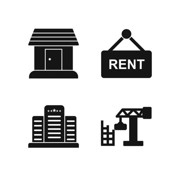 Set Real Estate Icons Isolated White Background — Stock Vector