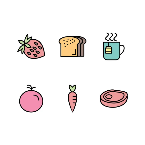 Iconos Alimentos Para Uso Personal Comercial — Vector de stock