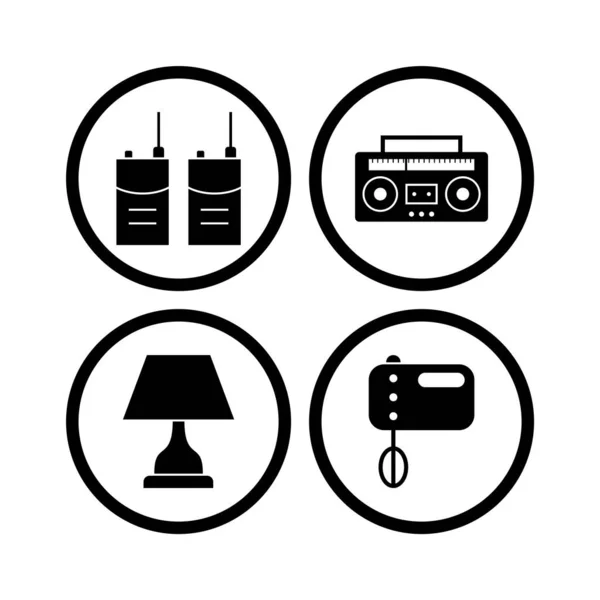 Dispositivos Electrónicos Iconos Hoja Aislada Sobre Fondo Blanco — Vector de stock