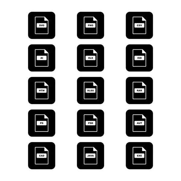 Fájlformátum Icons Sheet Isolated White Háttér — Stock Vector