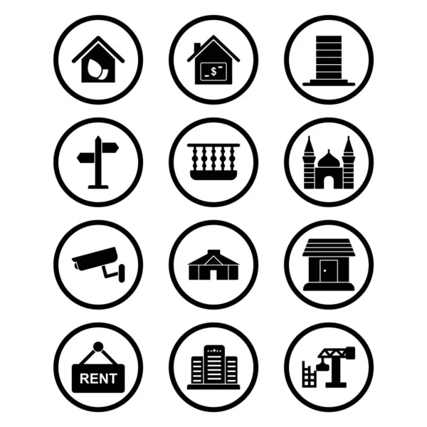 Immobilien Icons Sheet Isolated Auf Weißem Hintergrund — Stockvektor