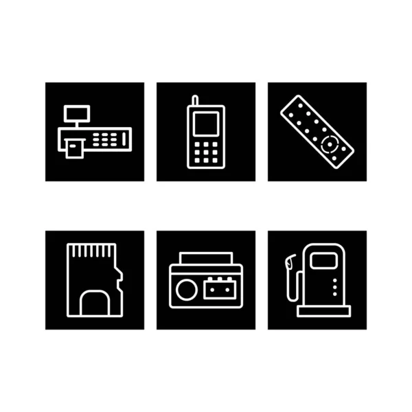 Σύνολο Ηλεκτρονικών Συσκευών Εικόνες Λευκό Φόντο Διανυσματικά Απομονωμένα Στοιχεία — Διανυσματικό Αρχείο